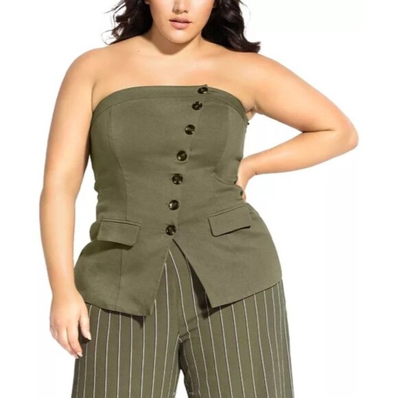 City Chic Women's Trendy Asymmetrical‎ Buttoned Corset Top Size 22 - Picture 1 of 14